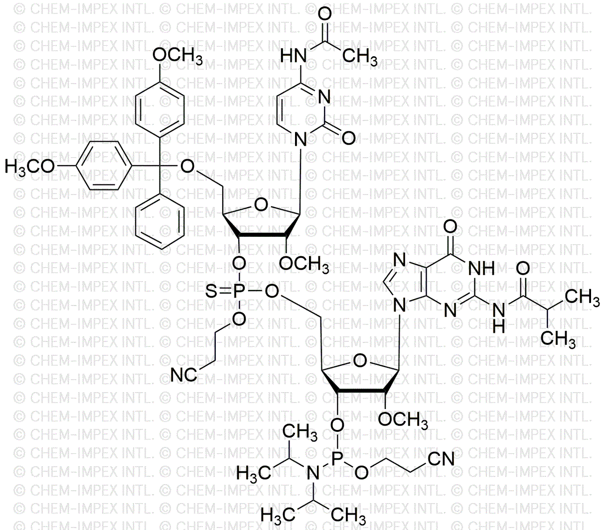 [5'-O-(4, 4'-dimetoxitritil)-2'-O-Me-C(Ac)](p-tio-pCyEt)[2'-O-Me-G(iBu)-3'-cianoetil fosforamidita