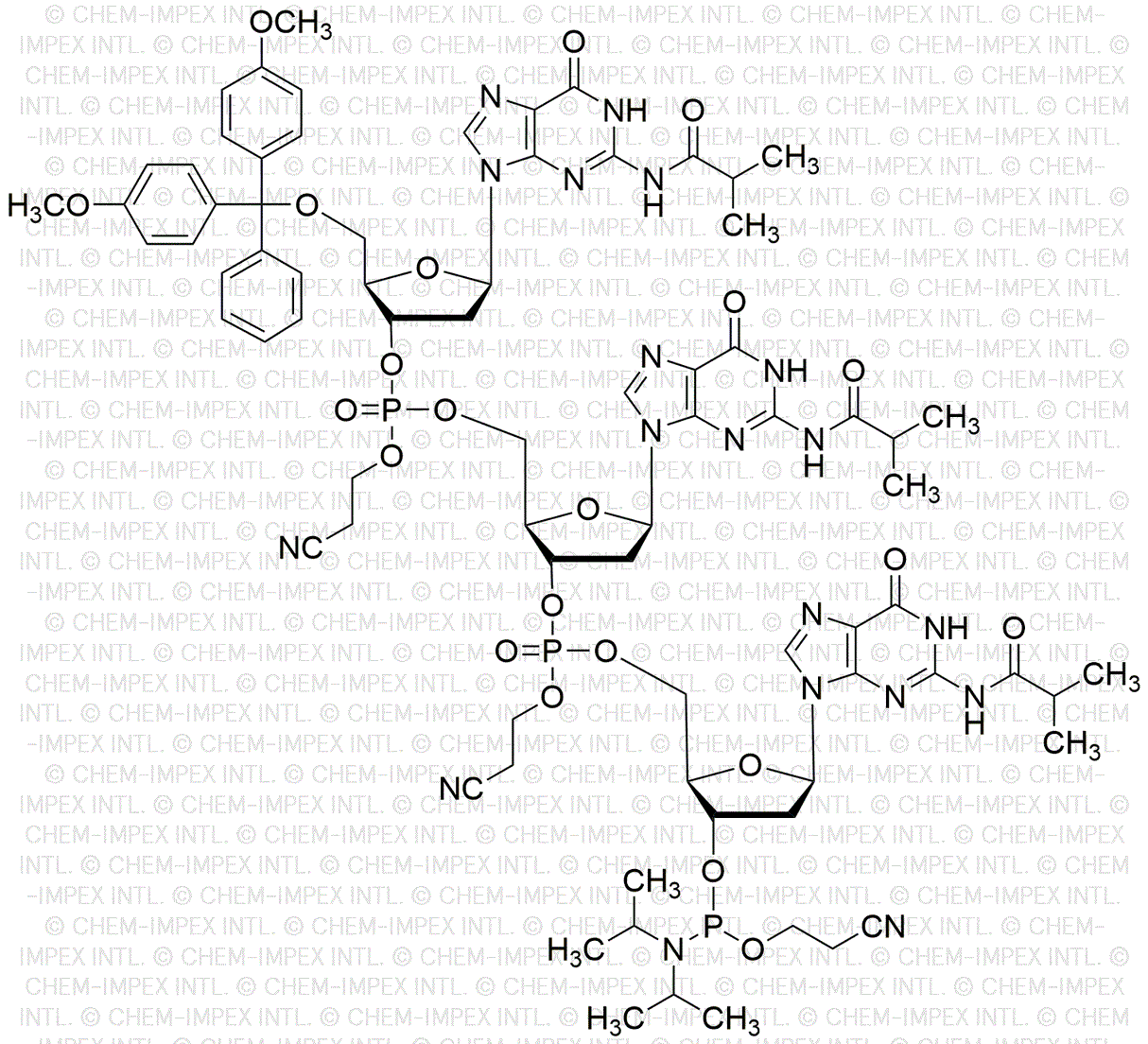 5'-O-(4, 4'-Dimethoxytrityl)-[N2-isobutyryl--2'-deoxyguanosine](pCyEt)[N2-isobutyryl-2'-deoxyguanosine](pCyEt)[N2-isobutyryl-2'-deoxyguanosine-3'-O-((2-cyanoethyl)-N, N-diisopropyl)-phosphoramidite]