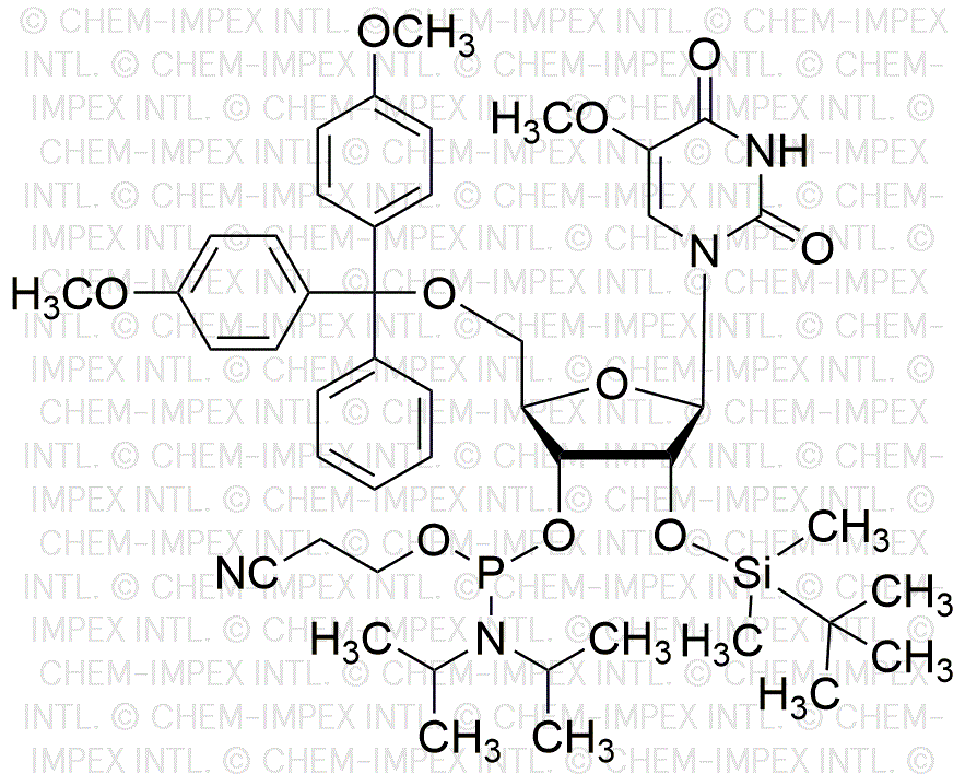 5'-O-(4, 4'-diméthoxytrityl)-2'-O-(tert-butyldiméthylsilyl)-5-O-méthyl-uridine 3'-cyanoéthyl phosphoramidite