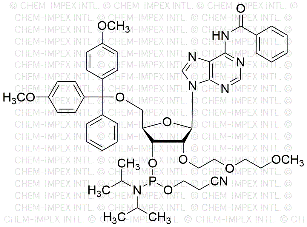 N6-Benzoil-5'-O-(4, 4'-dimetoxitritil)-2'-O-(2-(2-Metoxietoxi)etil)adenosina-3'-cianoetil fosforamidita