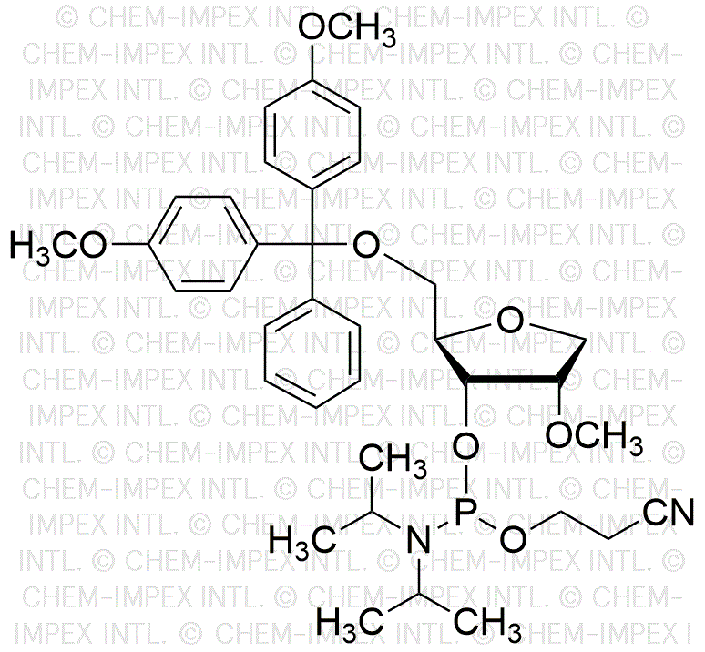 5'-O-(4, 4'-Dimetoxitritil)-2'-O-metil-1-desoxirribosa-3-cianoetil fosforamidita