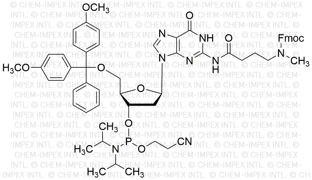 5'-O-(4, 4'-diméthoxytrityl)-N2-[4-(N-fluorénylméthyloxycarbonyl-N-méthyl-amino)butyryl]-2'-désoxyguanosine-3'-cyanoéthyl phosphoramidite